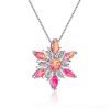 Pink Opal Necklace blaike 925 sterling silver snowflake pen variants 2 1